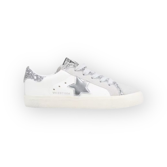 Vintage Havana 𖤐 Gita Star Sneakers 𖤐 Vegan Leather Silver Metallic Glitter 𖤐 12 - Picture 1 of 16